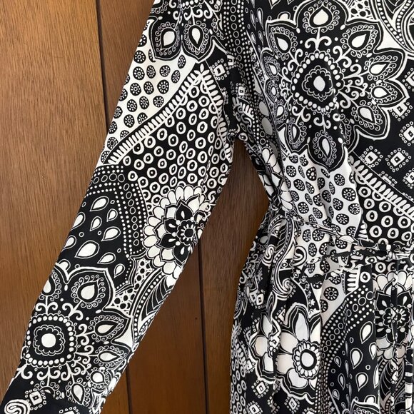 Loft Dress Large Petite Navy‎ White Floral Belt Paisley Boho Fairy Cottagecore - Picture 2 of 16